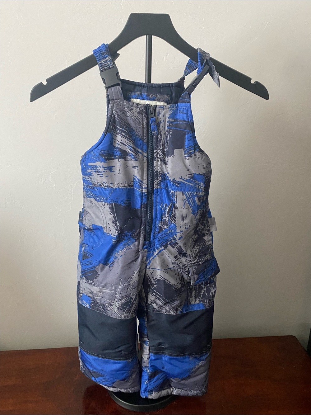 London Fog Kids Blue & Gray Insulated Snow Bib Overalls